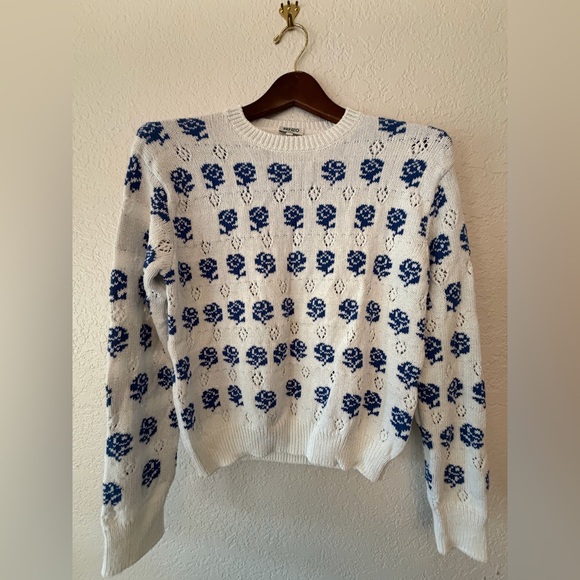 Kenzo White and Blue Floral Sweater